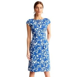 Boden Dress Women’s Size 10 Blue White Florrie Jersey Cotton